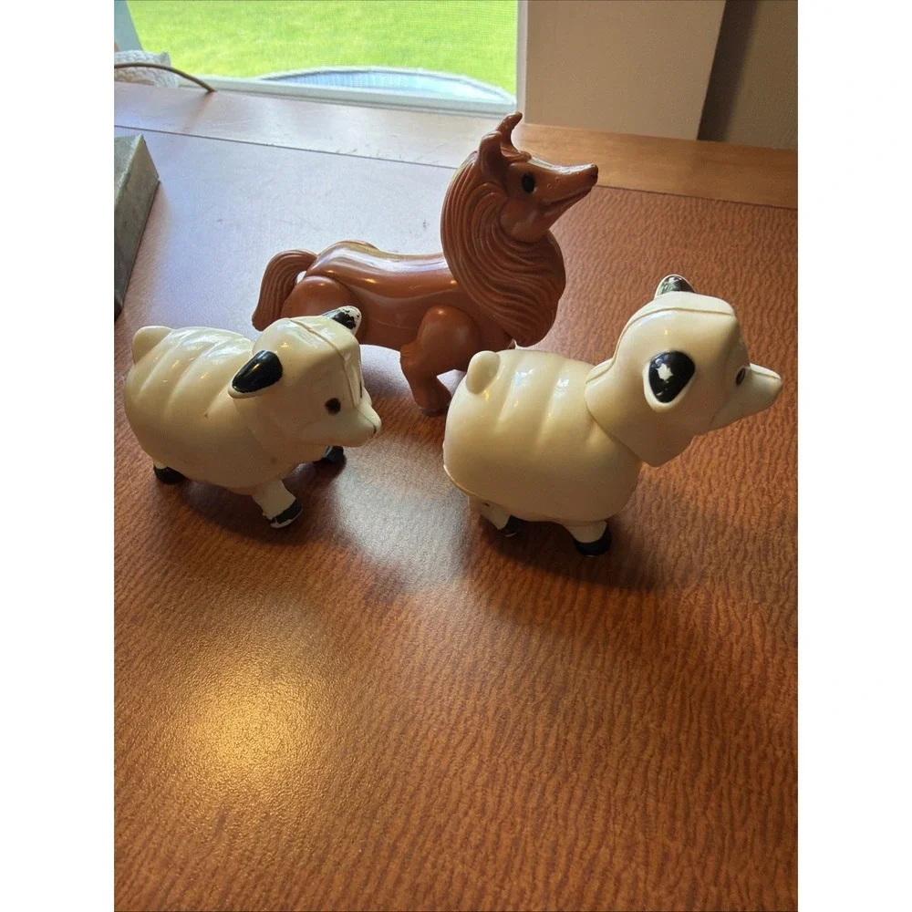 Vintage Playskool Lil Playmates Dog Collie Sheltie Red Brown‎ and Sheep 1970s